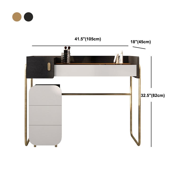 Tempered Glass Countertop Black/white Base with 4 Drawer Dresser