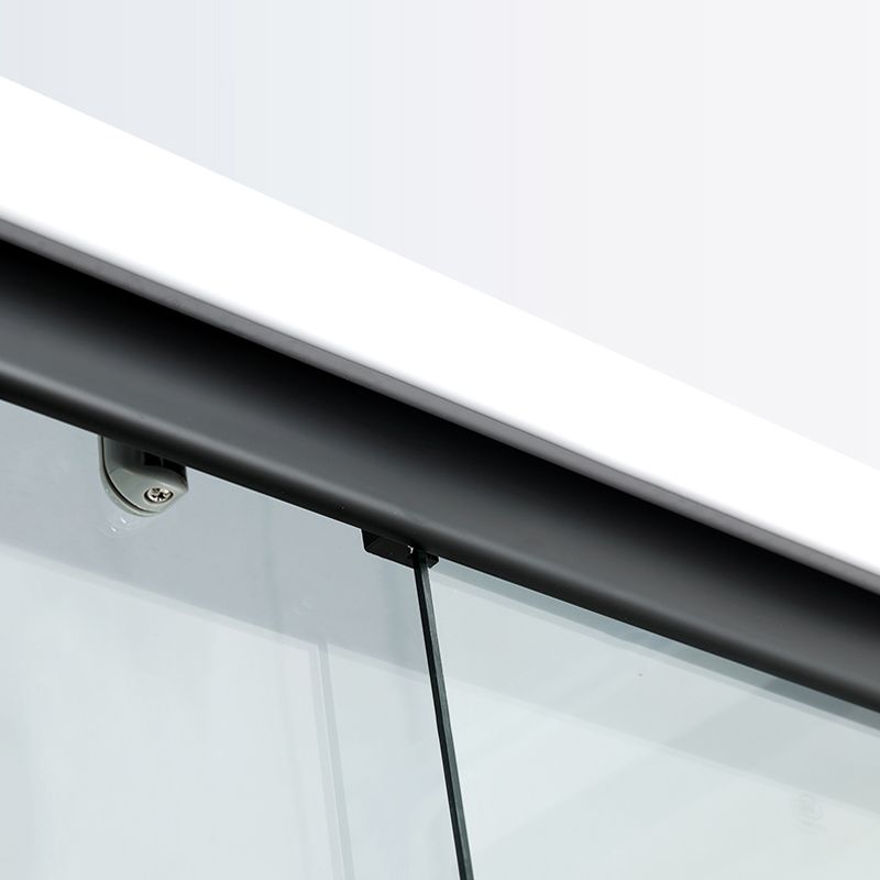 Shower Enclosure Clear Framed Single Sliding Rectangle Black Shower Stall