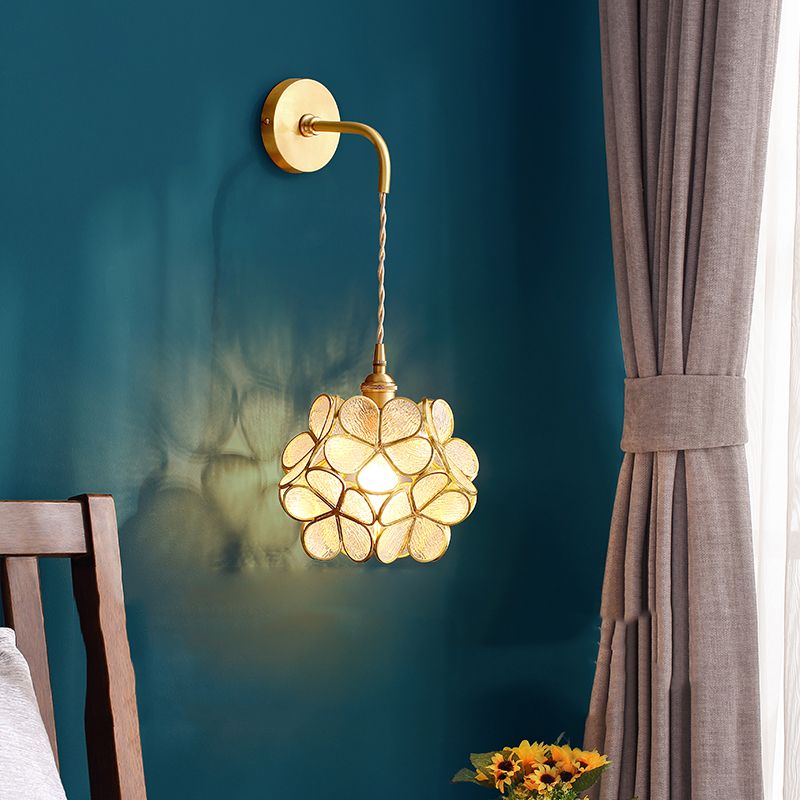 Post Modern 1 - Light Wall Sconce Solid Brass and Glass Wall Lighting Fixture in Gold