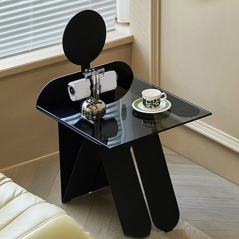 18.90" Wide Contemporary Corner Table Glass Clear Accent Side Table