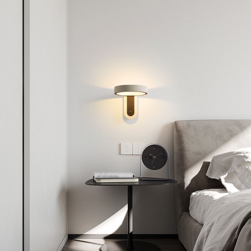 Nordic Style Aluminum Wall Light Circle Shape Rotatable Wall Lamp for Bedroom