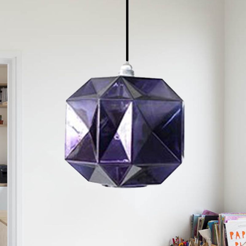 Diamond Anhänger Beleuchtung postmodernes Glas 1 Hellblau/Gold/Bernsteinhänge Deckenleuchte