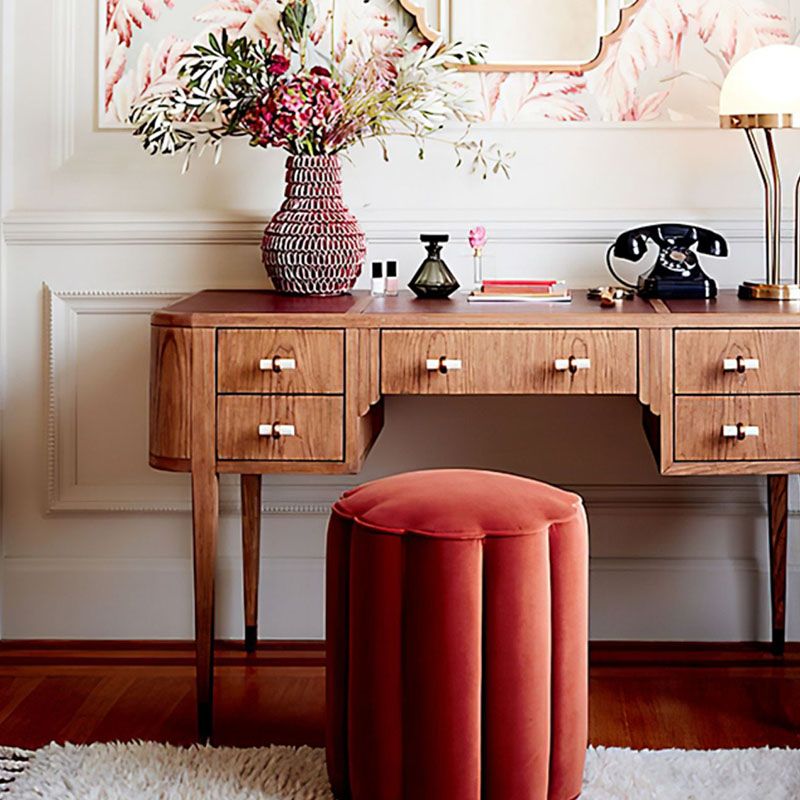 Solid Color Flannel Standard Stool Modern Style Simple Unique Shape Stool