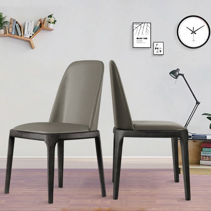 Silla auxiliar de comedor de estilo moderno, silla sin brazos con patas de madera para cocina (juego de 2)