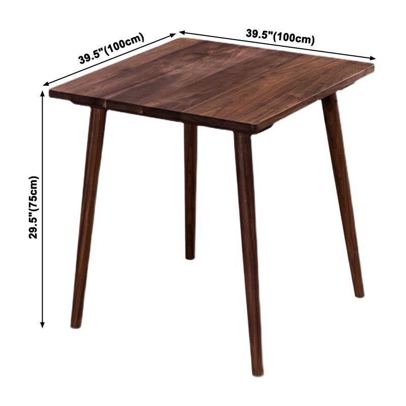 Mesa de comedor cuadrada de madera maciza en tono marrón, mesa industrial de 4 patas para comedor
