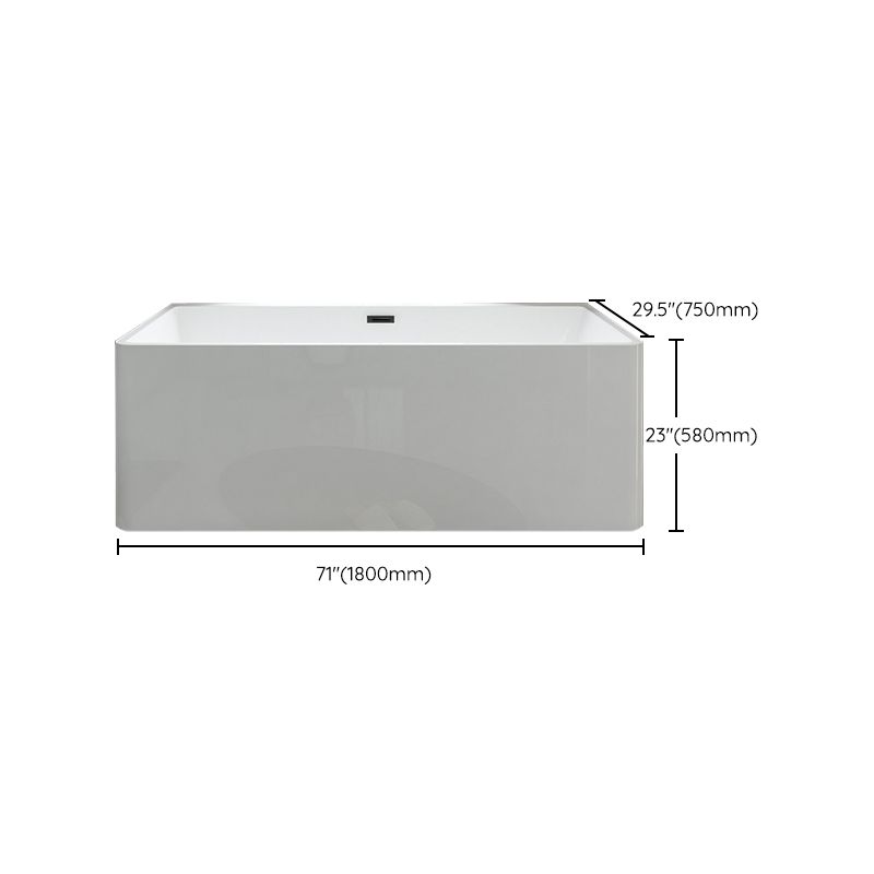 Rectangular Freestanding Back to Wall Bathtub Modern Acrylic-Fiberglass Bath Tub