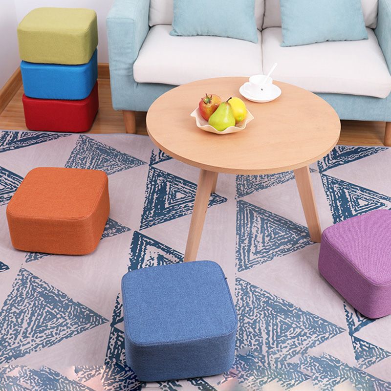 Contemporary Pouf Ottoman Fabric Upholstered Tear Resistant Square Ottoman