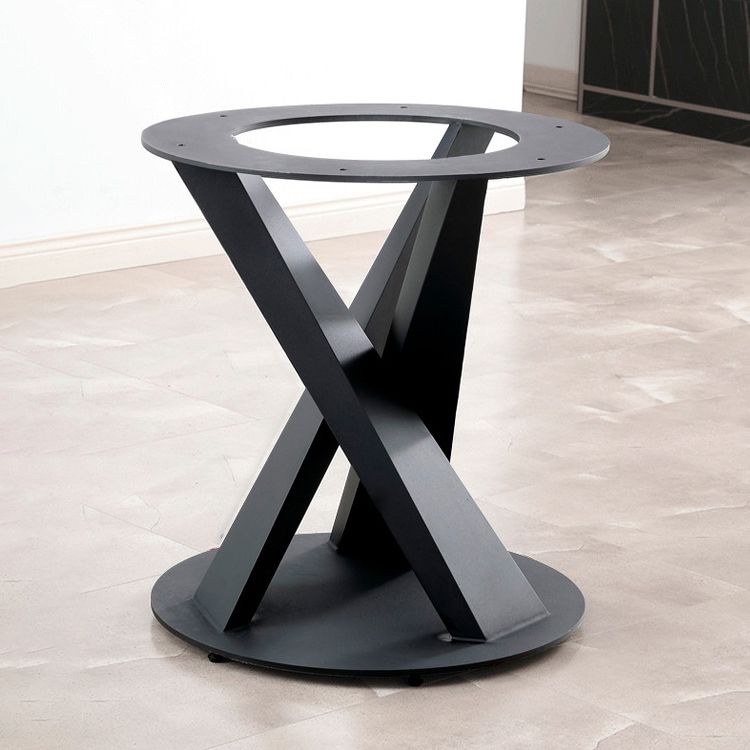 Hedendaagse ronde eettafel gesinterde stenen tafel met zwarte voetstukbasis, 47.2 "l x 27.6" w x 30 "h