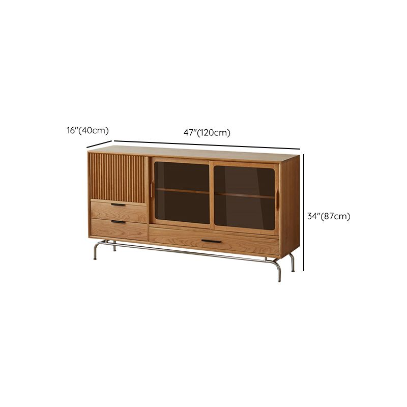 Modern Style Solid Wood Sideboard Cabinet with Cabinets and Drawers
