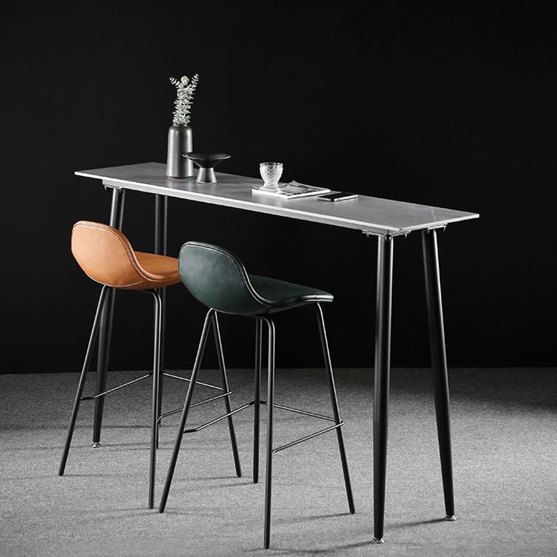 Industrial Style Bar Table Stone Rectangle Pub Table in Gray