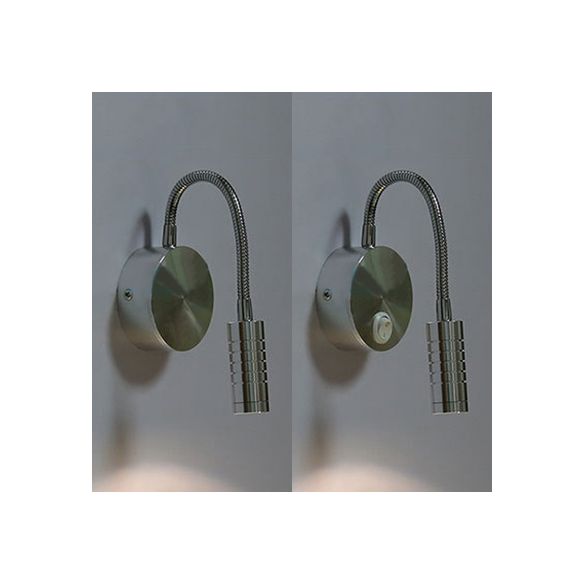 Chrome Cylinder Wall Mount Lamp Modern LED Metal Adjustable Wall Sconce with/without Switch in Warm/White Lighting