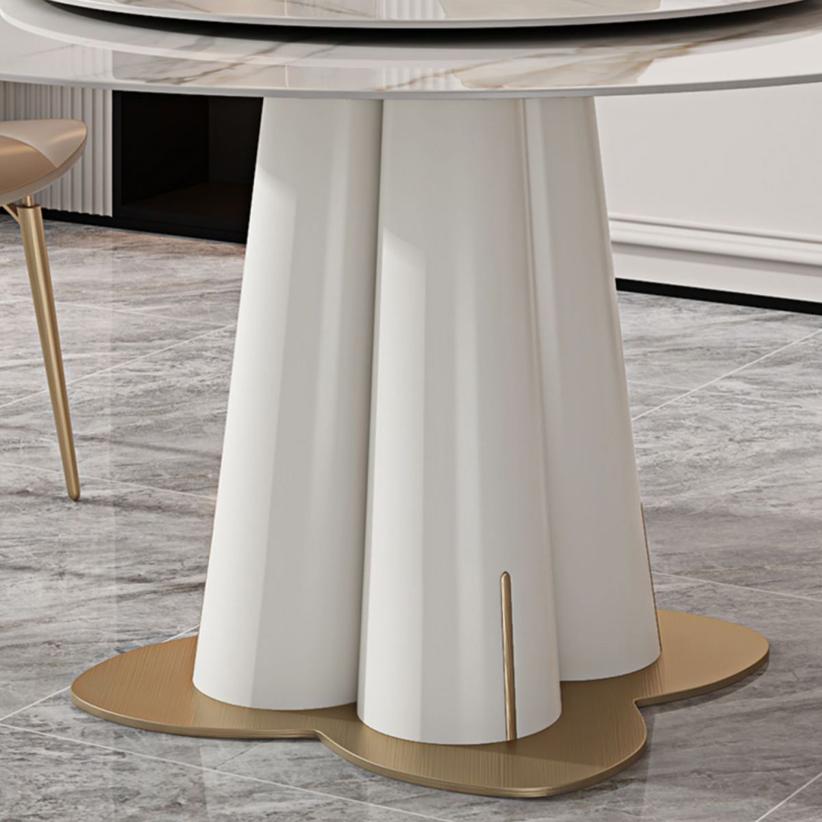 Nordic Glam Style Sintered Stone Round Table Set 1/3/5/6/7 Pieces Dining Set