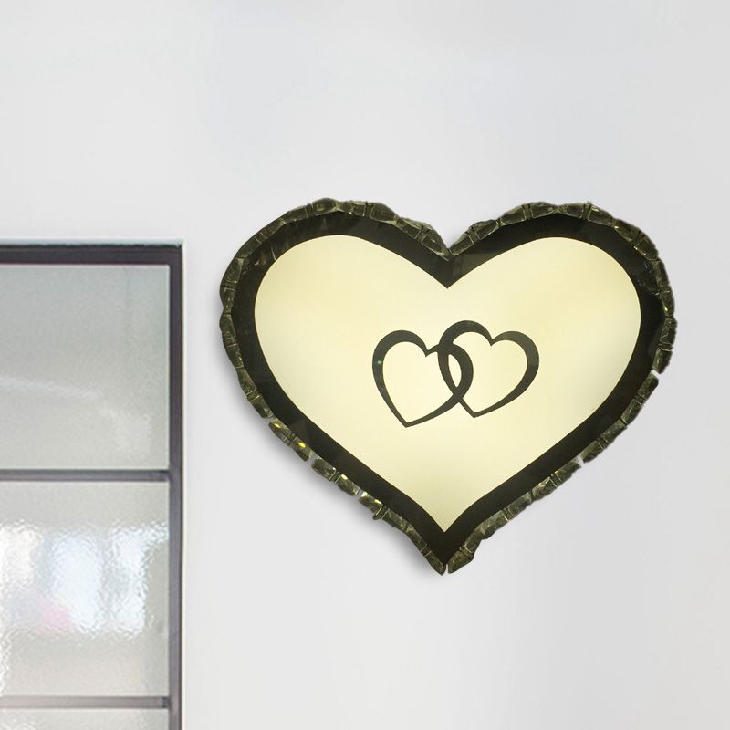 LED Bedroom Wall Sconce Lighting Simple White Wall Light Fixture with Heart-Shaped Crystal Shade in Warm/White/2 Color Light