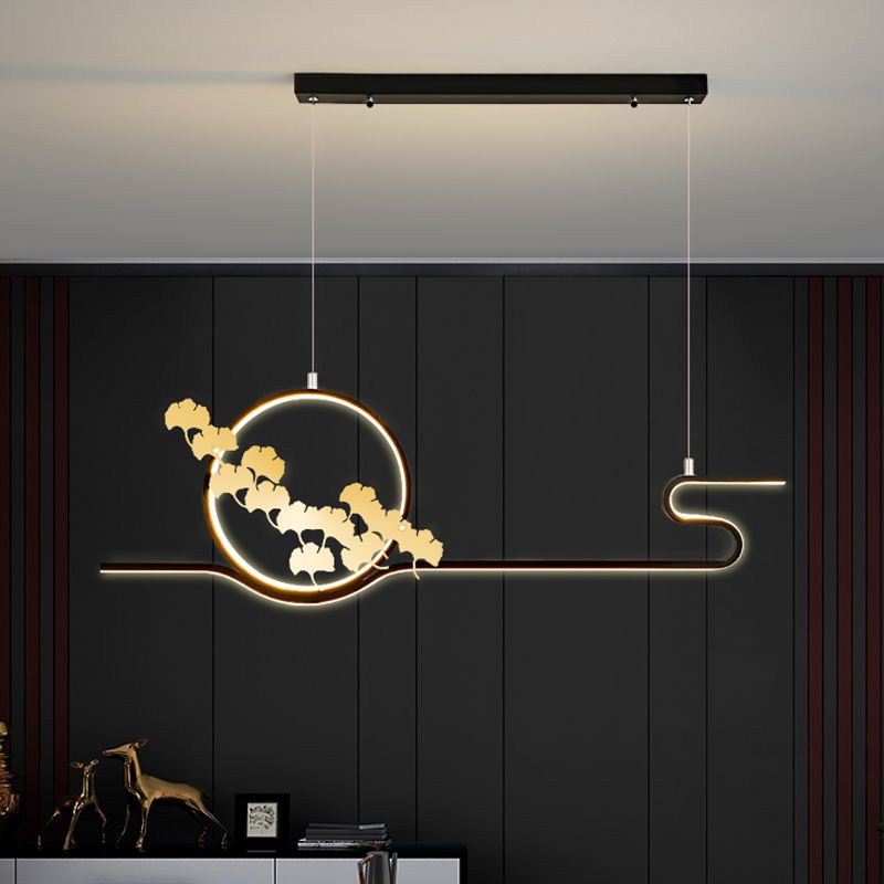 Luces de isla de forma lineal Estilo moderno Metal dos luces colgantes de luz