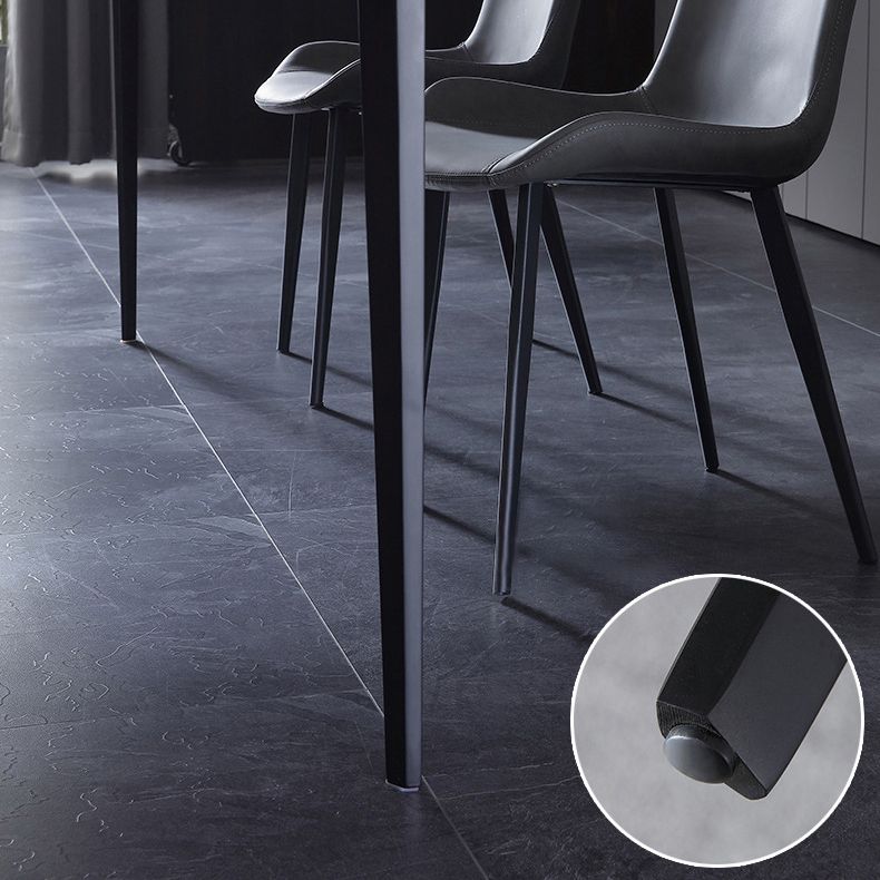 Mesa rectangular contemporánea de metal Mesa de comedor de piedra sinterizada con patas de metal