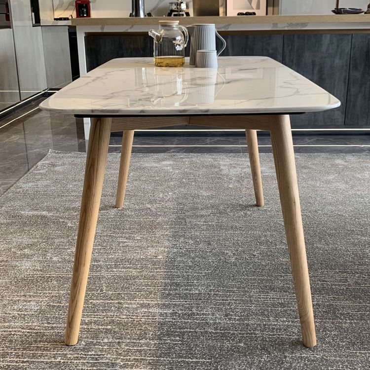 Stein Essstelle Tisch Einfachheit Rechteck Esstisch mit Holz 4 Beine