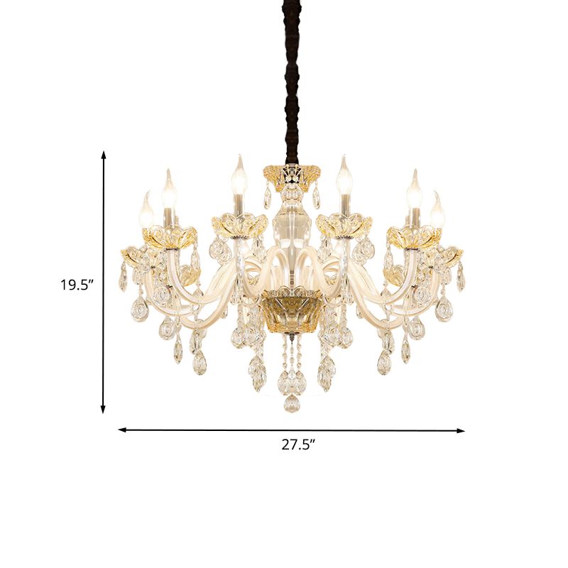 8 lampadine lampada lampadario cristallino trasparente tradizionalista candelabuso bianca soggiorno a soffitto ciondolo