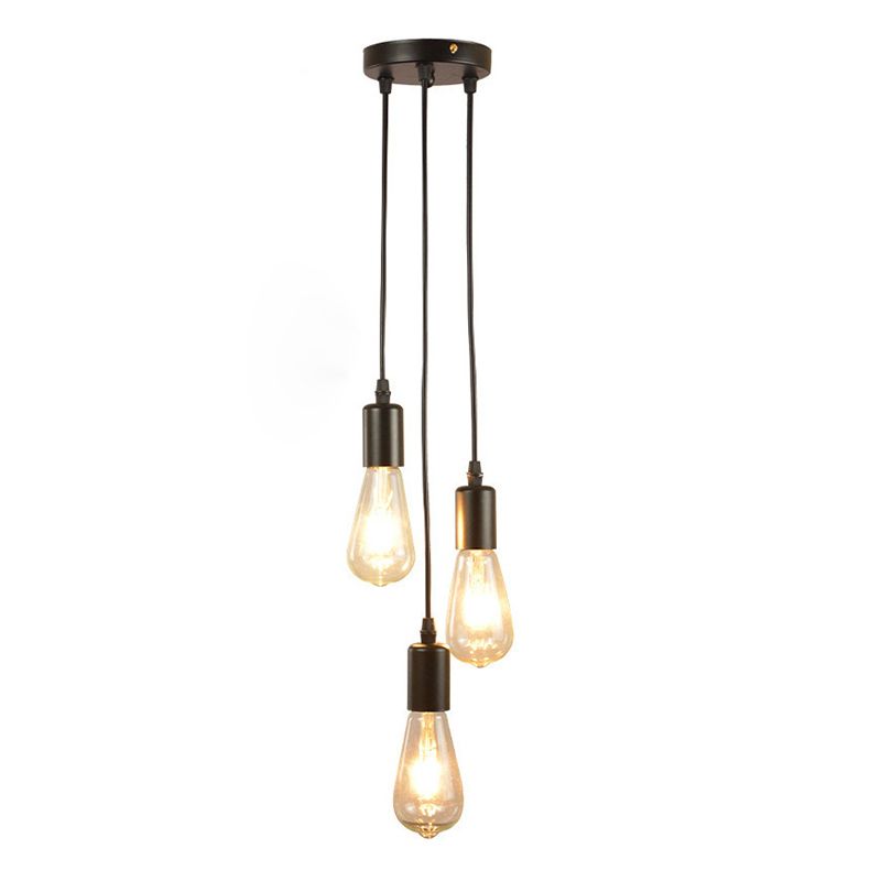Lampada sospesa a 3 luci vintage industriale Light a sospensione in ferro battuto per spazi interni