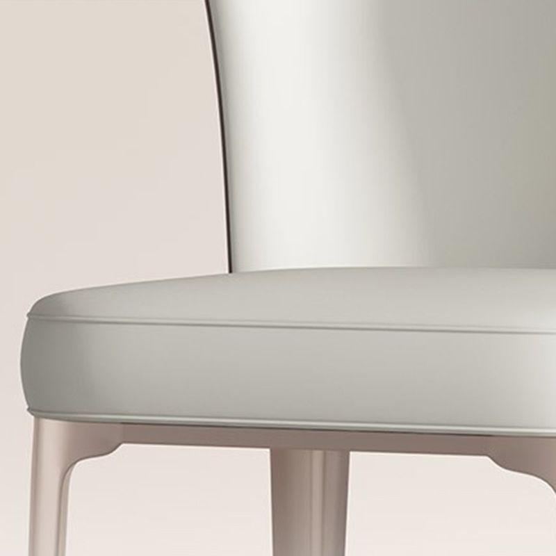 Glam Parsons Side Chair Leather Indoor Dining Chair with Metal Base