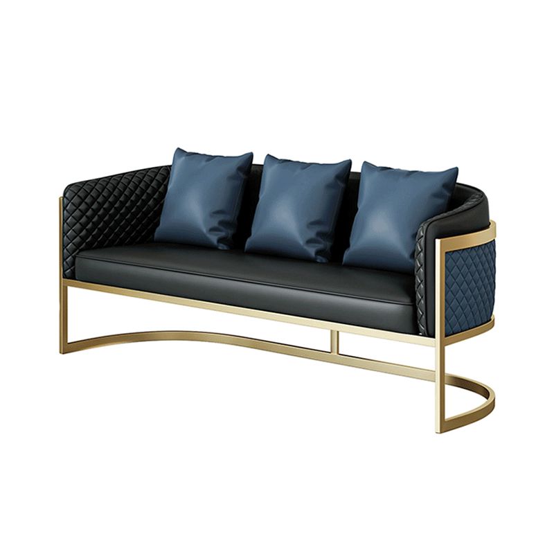 Faux Leather Sofa Modern Tuxedo Arm Sofa with Tight Back Water  Resistant