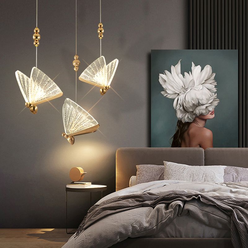 Butterfly Shape Metal Hanging Light Modern Style Multi Lights Cluster Pendant