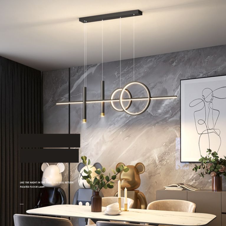 Blue New Modern LED Island Lighting Linear Clear Glass Chandelier Light Fixture for Dining Room