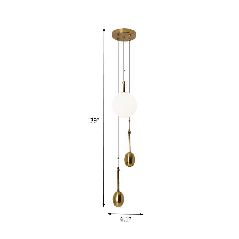 Ball Bedside Pendant Light Fixture Opal Glass 1 Light Modernist Ceiling Lamp with Dual Gold Modo Deco