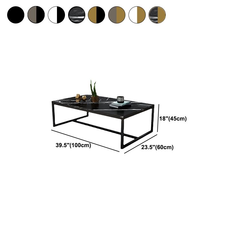 17.7" Tall Modern Steel Trestle Base Rectangular Wood Top Coffee Table