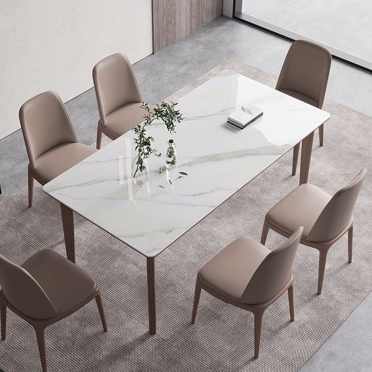 Rectángulo 4 patas mesa de medio siglo color blanco mesa fija de piedra sinterizada