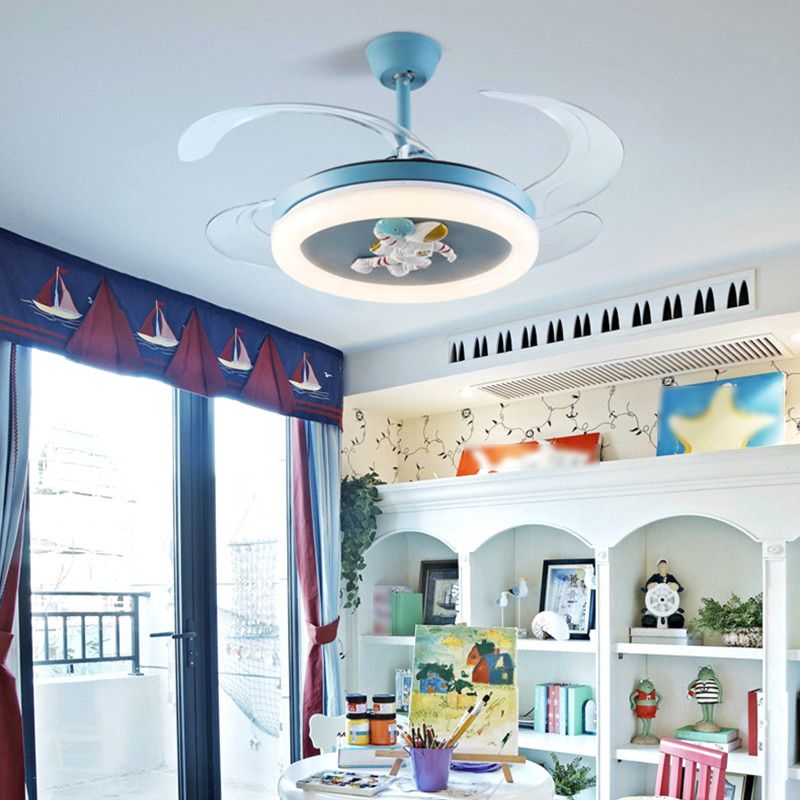 Metal Ceiling Fan Lighting Modern Style 1 Light Ceiling Fan Lamp for Children's Room