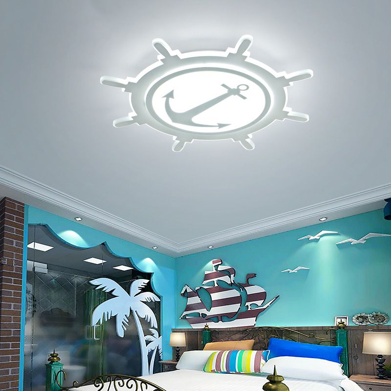 Simplicity Rudder Shaped Flush Ceiling Light Acrylic Kindergarten LED Flush Mount Lighting Fixture in White