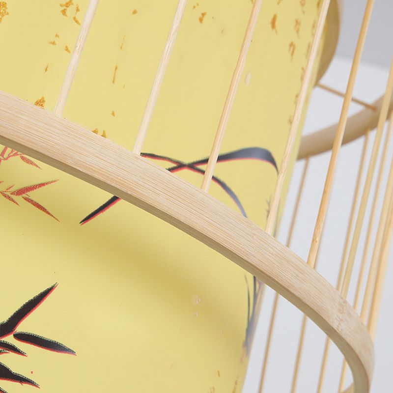 Chinesische Zylinderdecke Anhänger Leichte Bambus -Hängelampe für Teeberzimmer