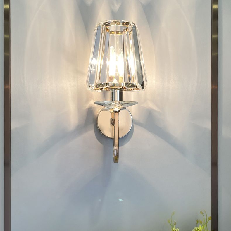 Iluminación de pared sombreada dorada de estilo contemporáneo de cristal de estilo contemporáneo lámpara