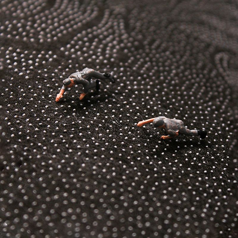 Gray Black Modern Rug Polyester Graphic Rug Non-Slip Backing Rug for Living Room