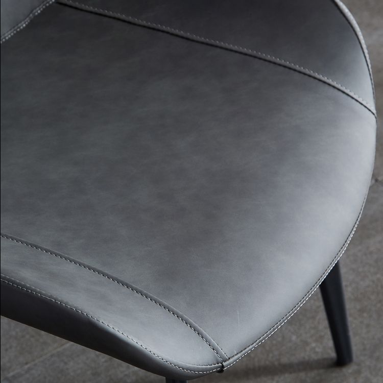 Silla lateral de cuero contemporánea para restaurante Silla de comedor con respaldo sólido