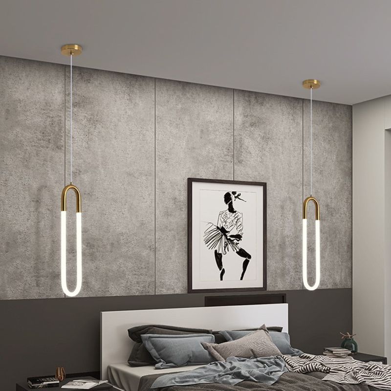 Gold Round Shape LED Pendant Lamp Modern Minimalist Metal Hanging Lamp for Living Room