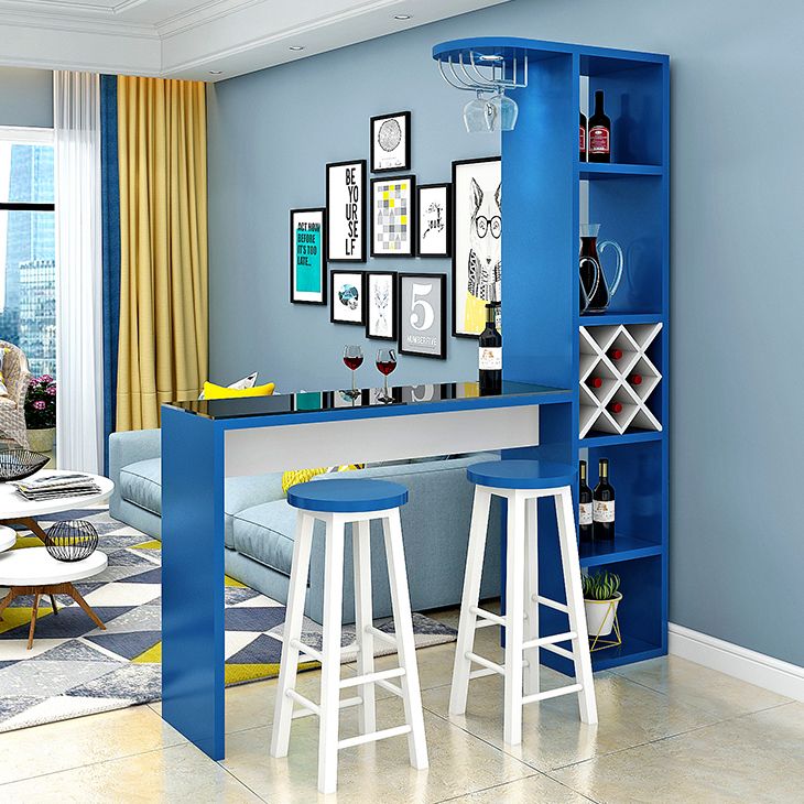 Manufactured Wood Bar Table with Storage Matte Finish Bistro Table for Small Places