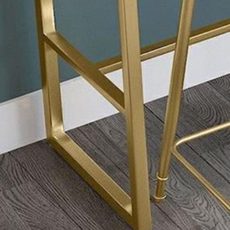 Stone Bar Dining Table Glam Rectangle Bar Table with Trestle Pedestal for Miik Tea Shop