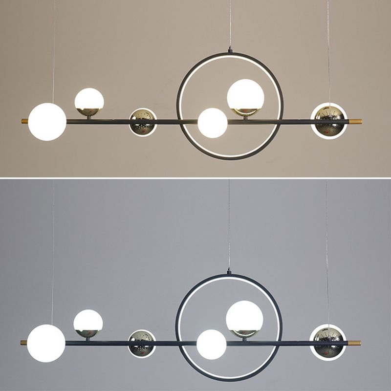 44 "lunghezza in stile contemporaneo a led isola leggera 7 luci minimalismo design sala da pranzo appiccicogeni