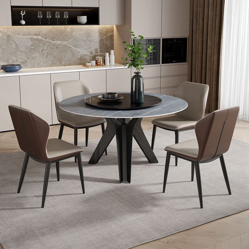 Round Stone Furniture Luxury Style Tripod Base Dining Room Collection with Turntable