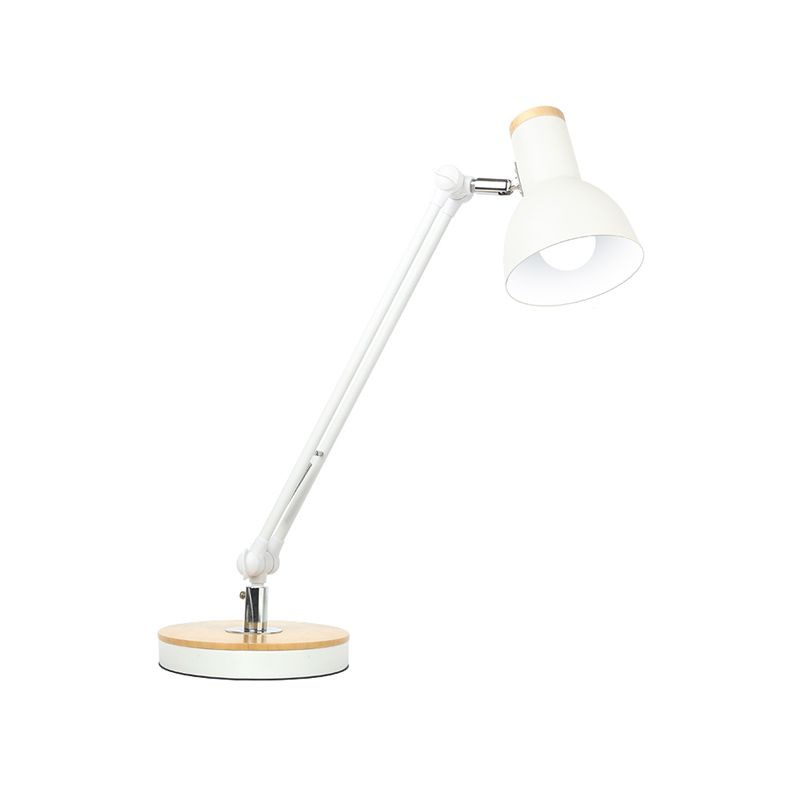 1 lichte metalen bureauverlichting Loft Style Matte zwart/Witte koepelschaduw Flexibele indoor bureaulamp