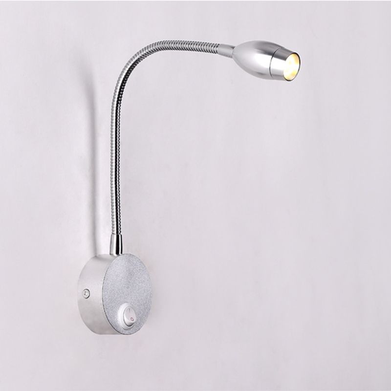 Diseño de manguera ajustable lámpara de lectura LED lámpara de montaje de pared de aluminio moderna con interruptor independiente