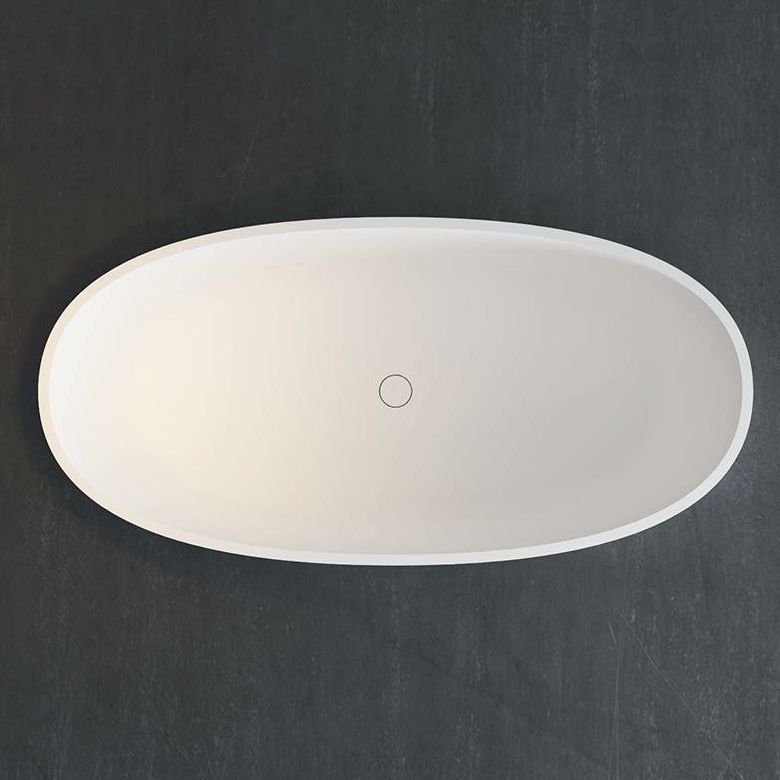 Stone Oval Soaking Bathtub Antique Finish Back to Wall Bath Tub