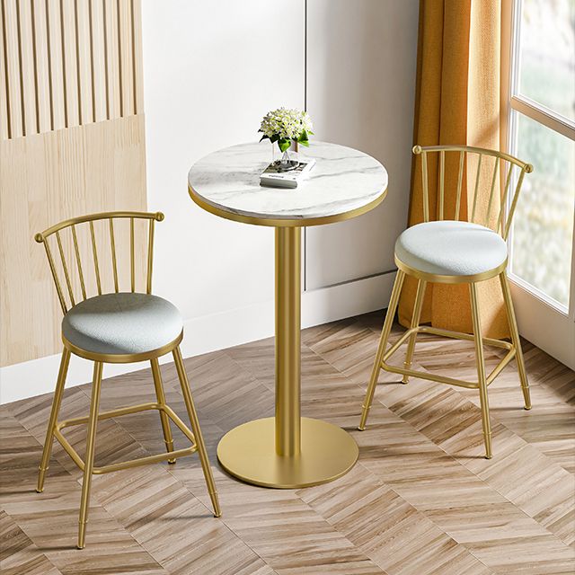 Scandinavian Round Counter Stool Footrest Indoor Bar and Counter Stool with Gold Base