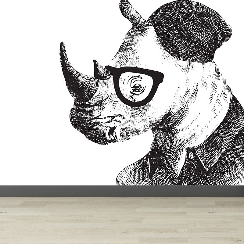 Illustration Animal Portrait Mural Wallpaper Large Wall Art for Boys Bedroom, Custom Print