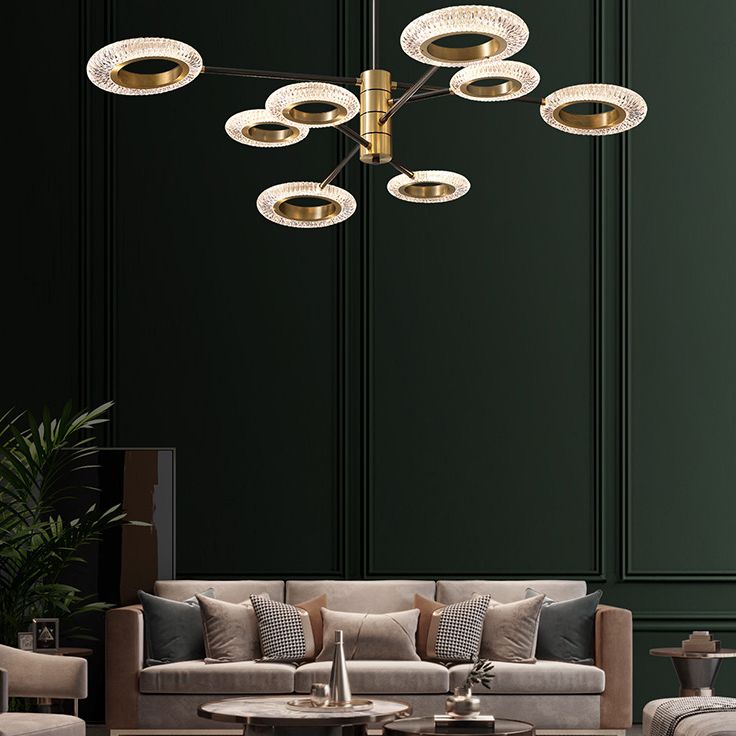 LED Chandelier Modern Style Hanging Lights in Copper for Living Room Dinning Room