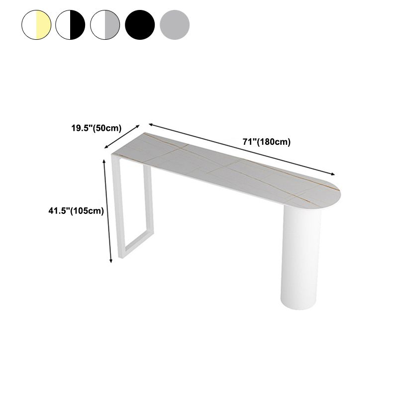 Contemporary Style Bar Table Stone Bistro Bar Desk with Double Pedestal