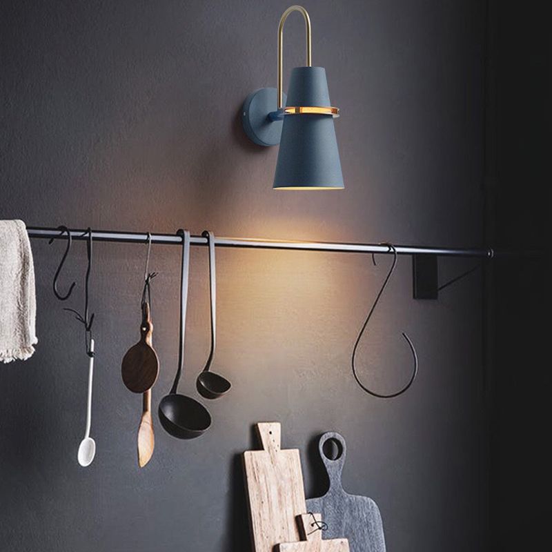 Modern Style Cone Shape Wall Sconce Metal 1 Light Sconces for Bathroom