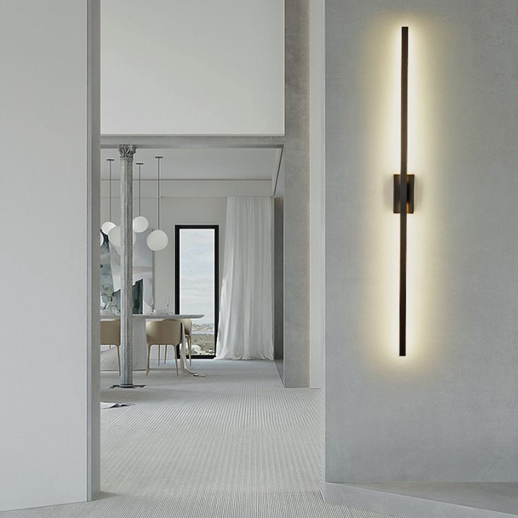 Minimalisme rotatif Ligne LED lampe murale contemporain Long Strip Strip acrylique Lalls d'applications en noir