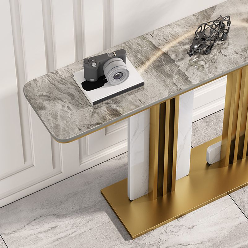 Contemporary Rectangular Accent Console Table with Golden/Black Base